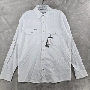 Poncho The Iceman Shirt Mens Medium Reg White Long Sleeve Magnetic Pockets